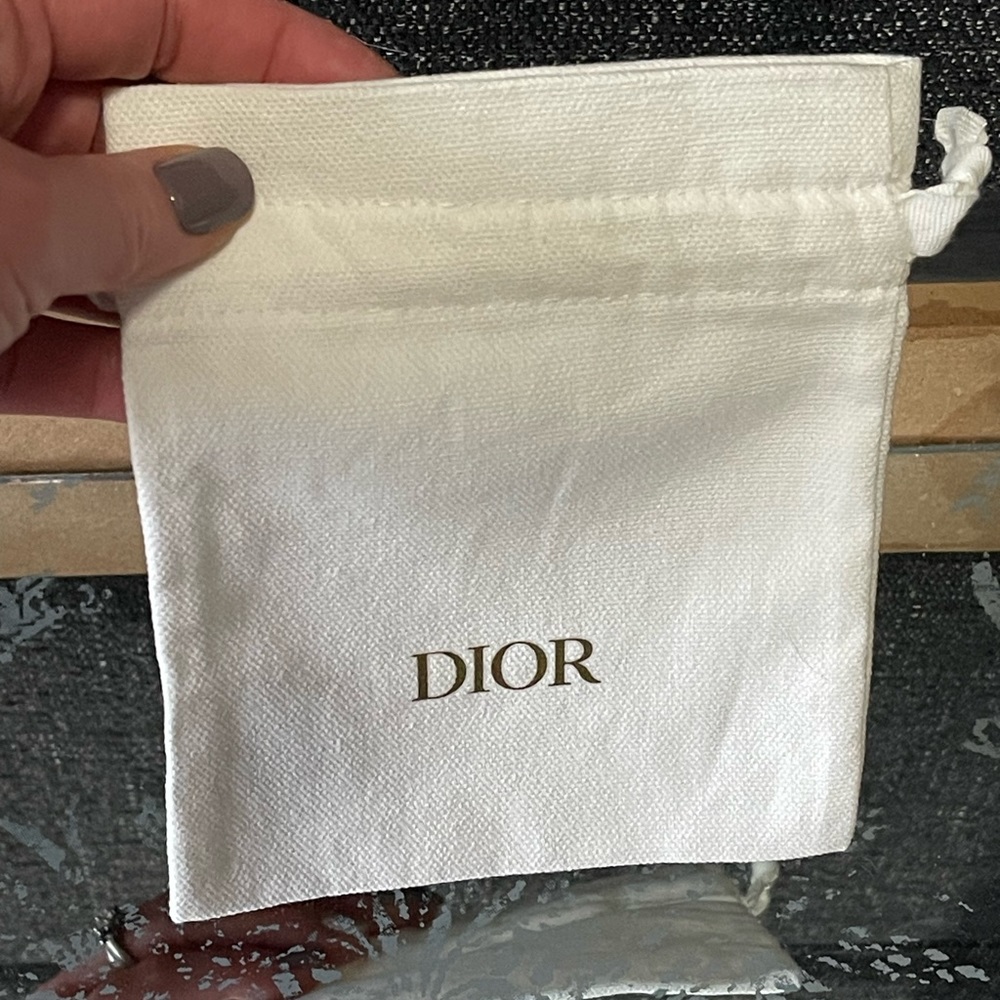 Dior White and Gold Canvas Pouch